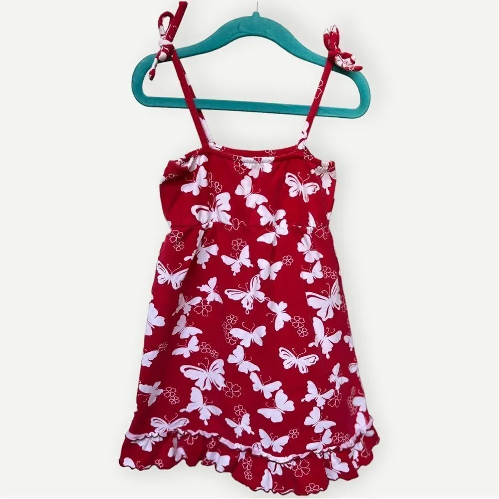 Gymboree Girls Butterfly Print Sleeveless Bow Shoulder Summer Tank Dress. 4. 4T.